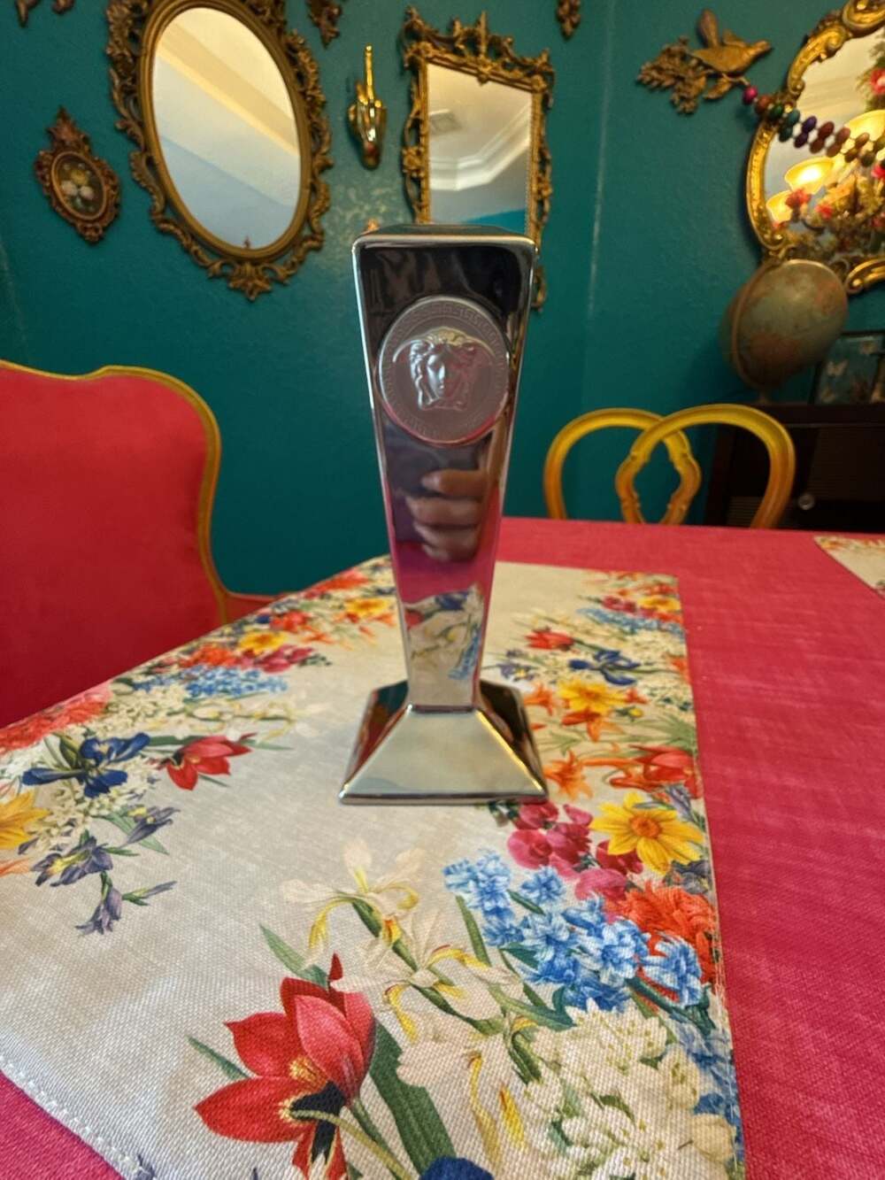 Rosenthal Versace Medusa Platinum Porcelain Candlestick Holder